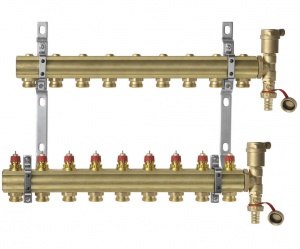 DANFOSS, Коллекторная группа FHF-9 set с клапанными вставками, 9 контуров