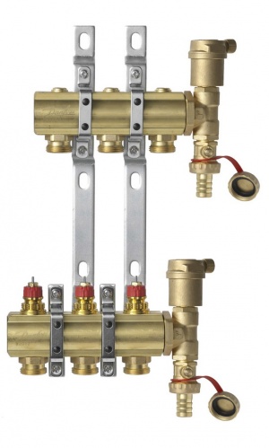 DANFOSS, Коллекторная группа FHF-3 set с клапанными вставками, 3 контура