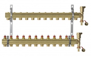 DANFOSS, Коллекторная группа FHF-12 set с клапанными вставками, 12 контуров