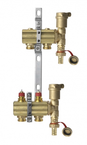 DANFOSS Коллекторная группа FHF-2 set с клапанными вставками, 2 контура 